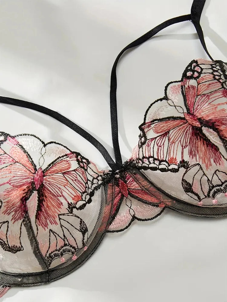 Lingerie Butterfly Embroidery Bra Sets