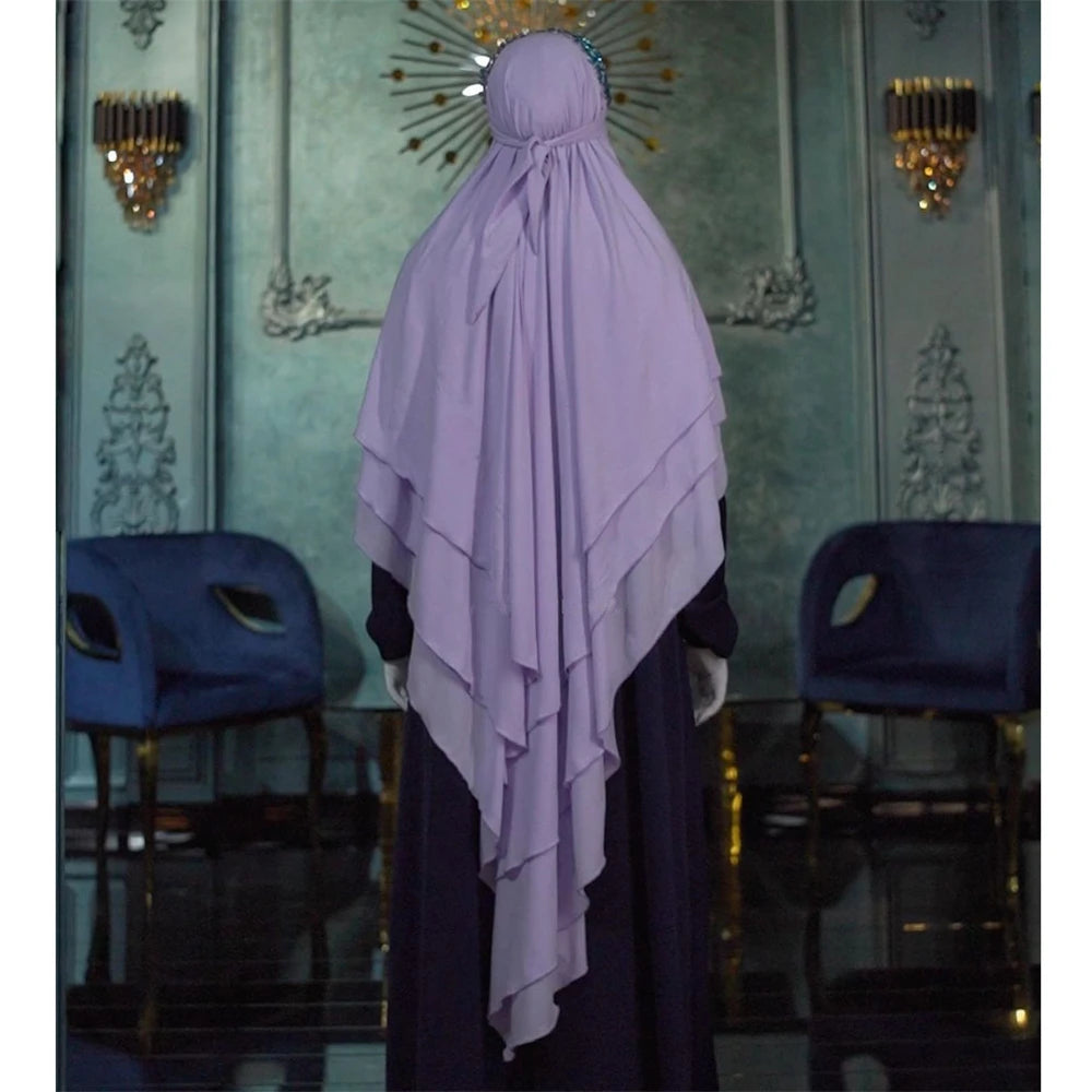 3 Layers Chiffon Hijabs Islamic Clothing Ramadan Eid Headdress