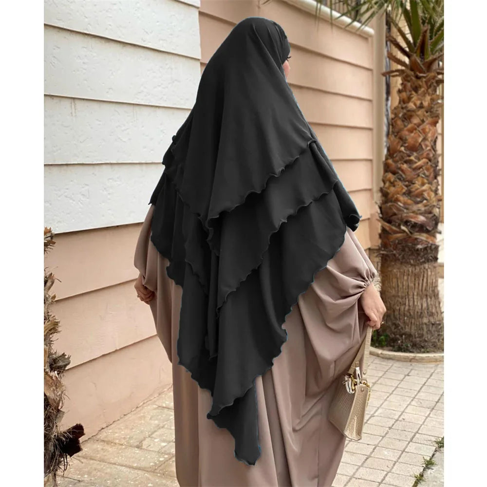 3 Layers Chiffon Hijabs Islamic Clothing Ramadan Eid Headdress