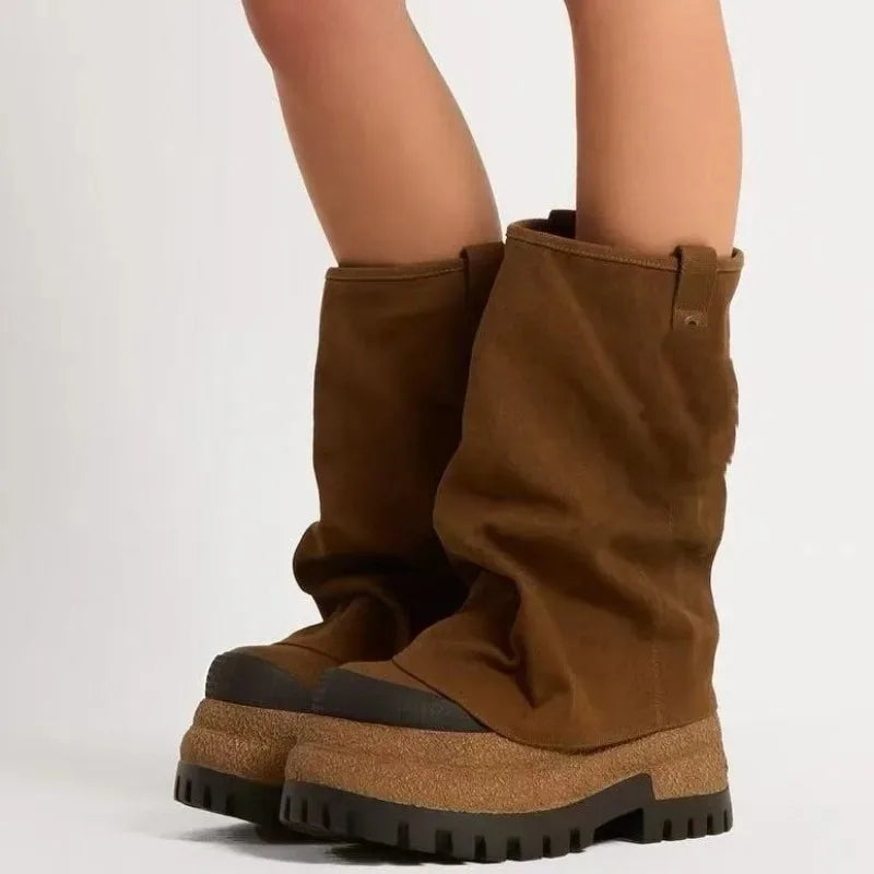 high-heeled thick soled sleeve banquet dress boots