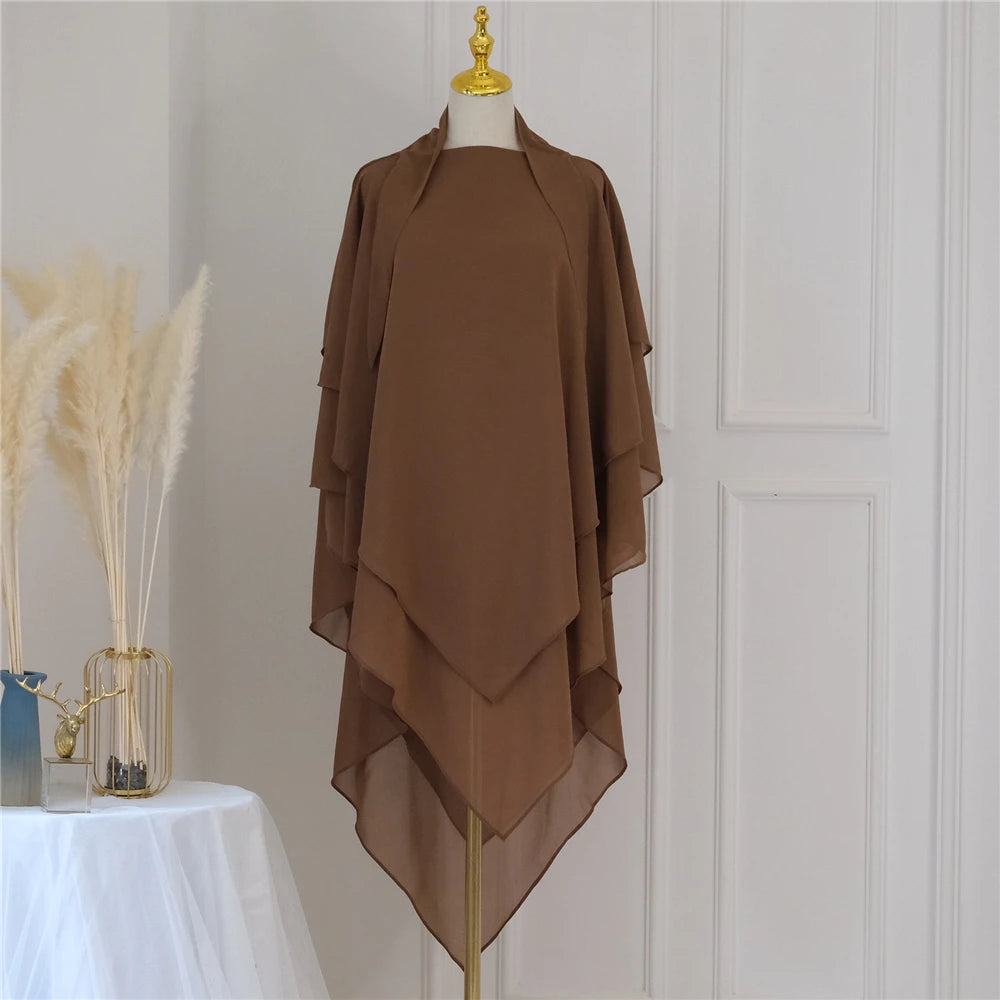 3 Layers Chiffon Hijabs Islamic Clothing Ramadan Eid Headdress