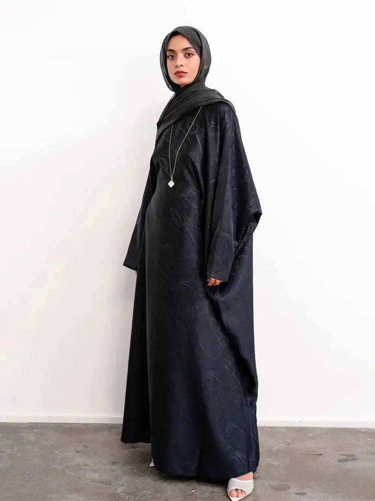Satin Abaya Damen Dubai Arabic Muslim Kaftan African Dresses