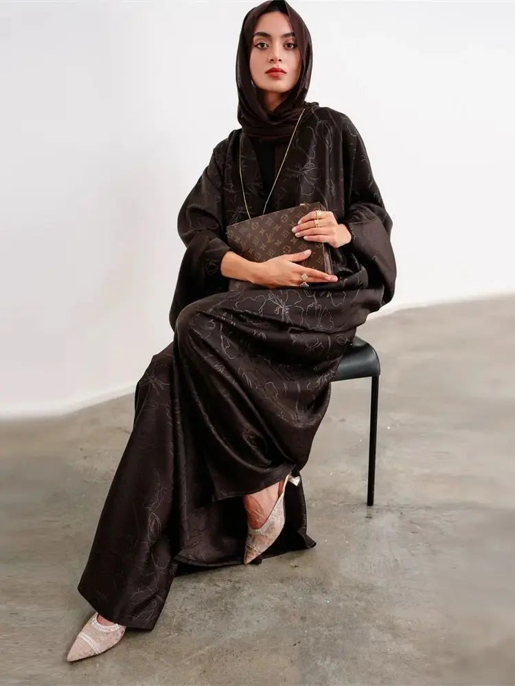 Satin Abaya Damen Dubai Arabic Muslim Kaftan African Dresses