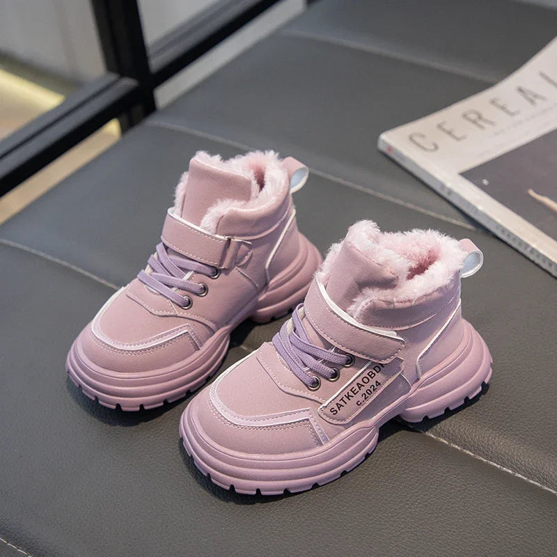Boys Girls Sports Boots with Fur