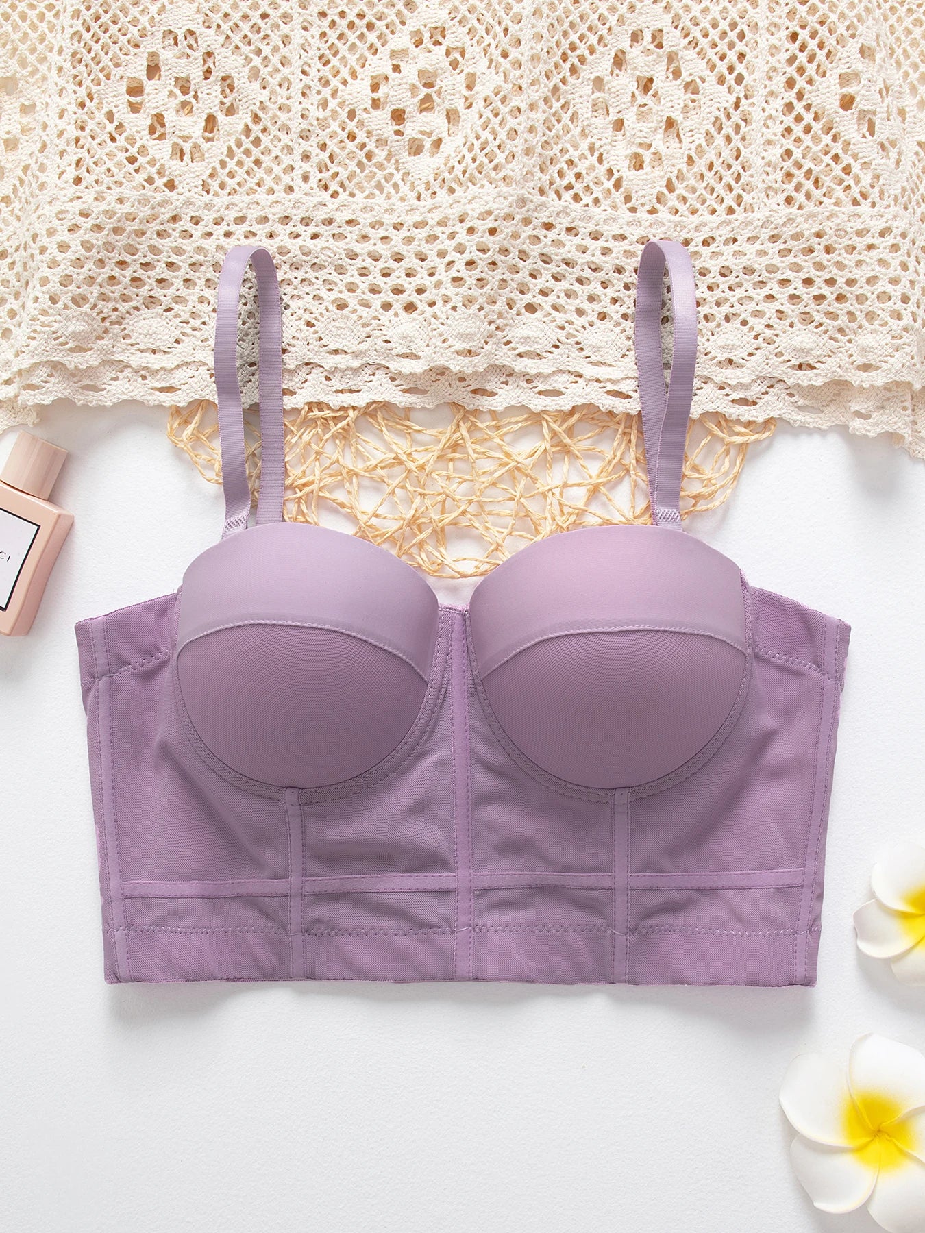 Solid Color Simplicity Elegant New Shoulder Strap Gauze Bra