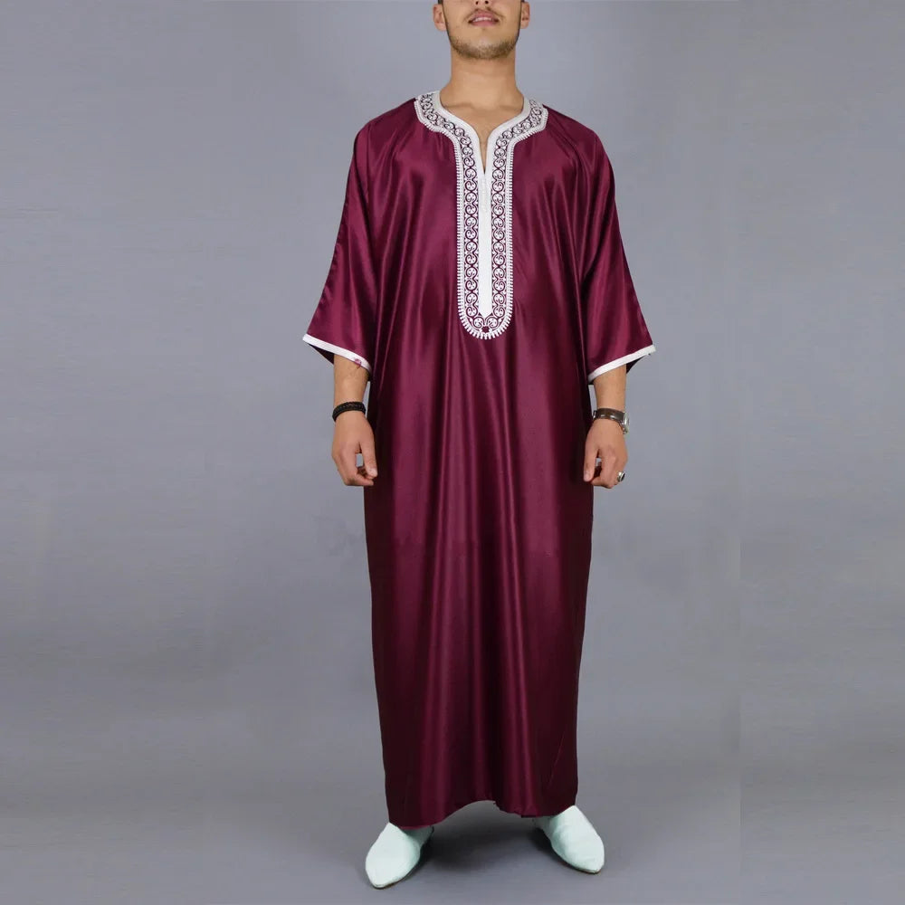 Durable Kaftan Arab Muslim Robe Men Jubba Thobe