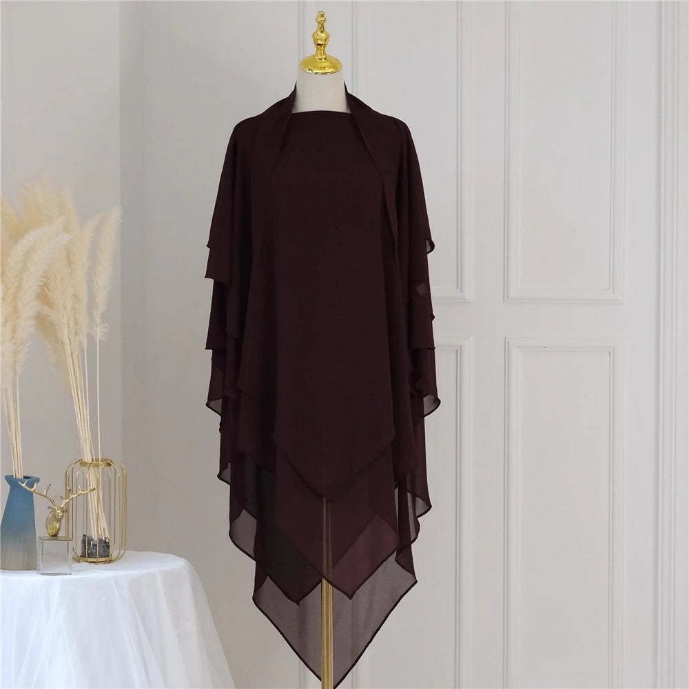 3 Layers Chiffon Hijabs Islamic Clothing Ramadan Eid Headdress