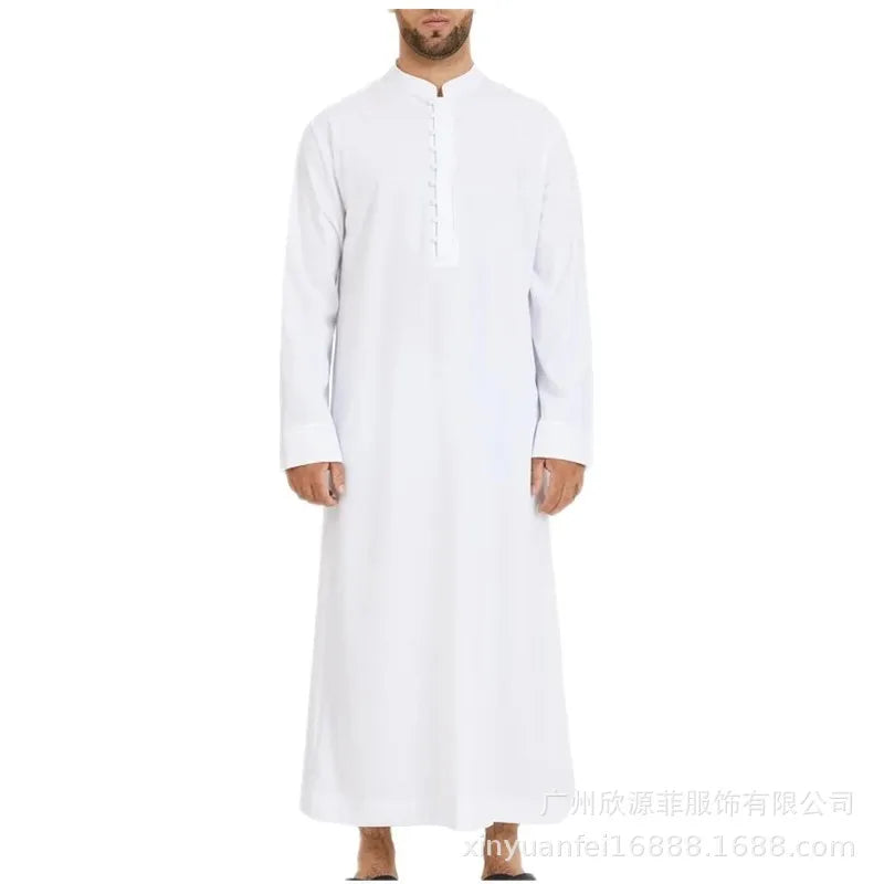 Abaya Dubai Men's Muslim Loose Stand Collar Hui Robe