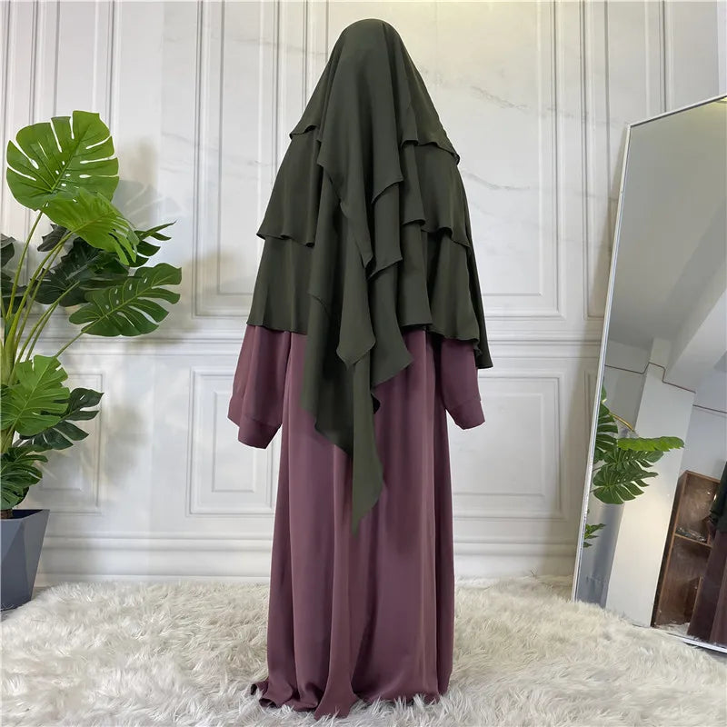 3 Layers Chiffon Hijabs Islamic Clothing Ramadan Eid Headdress