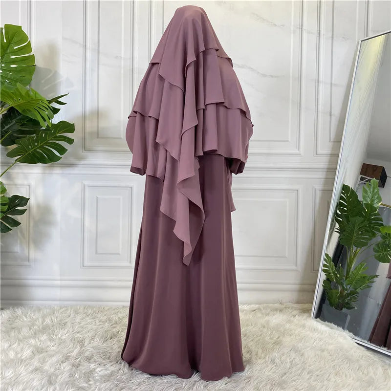 3 Layers Chiffon Hijabs Islamic Clothing Ramadan Eid Headdress