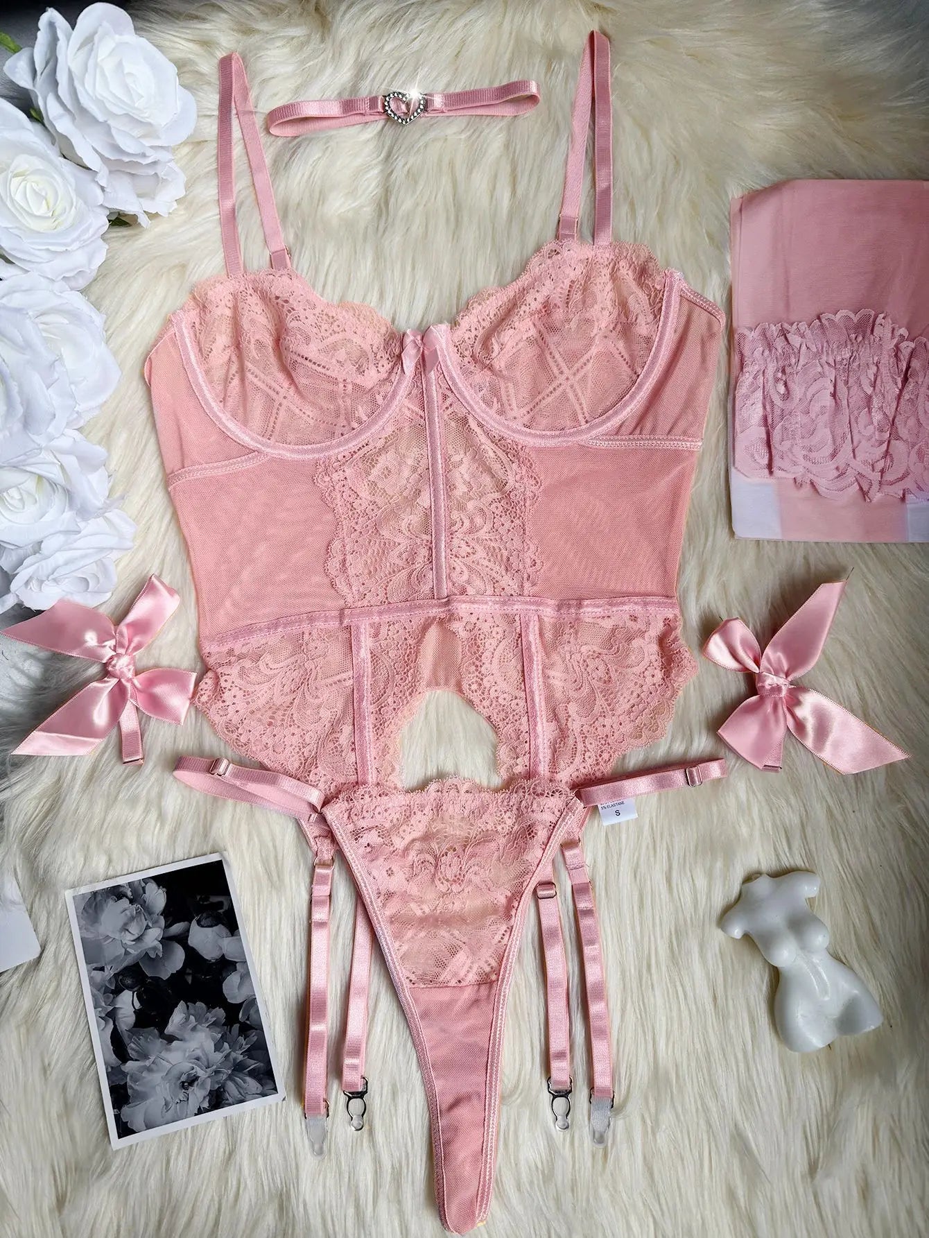 Lace Garter Lingerie Set