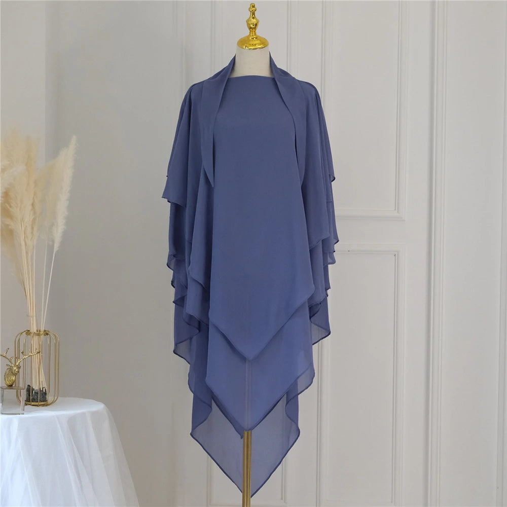 3 Layers Chiffon Hijabs Islamic Clothing Ramadan Eid Headdress
