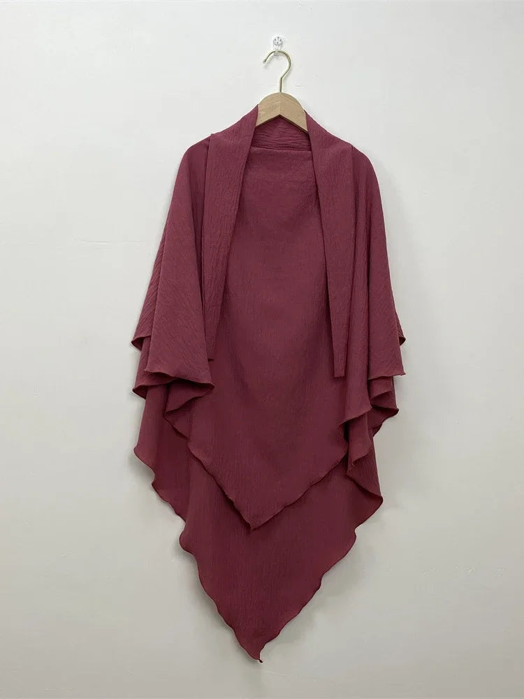 2 Layers Jazz Crepe Long Khimar Women Hijab