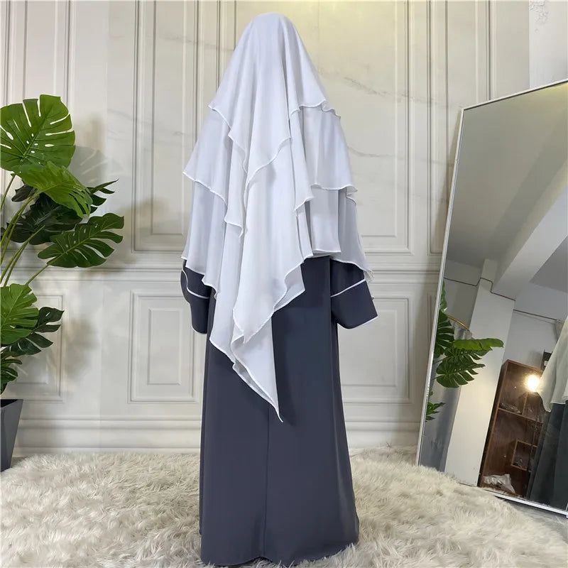 3 Layers Chiffon Hijabs Islamic Clothing Ramadan Eid Headdress