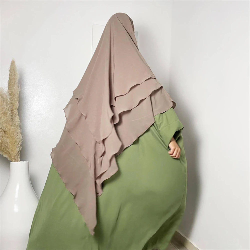 3 Layers Chiffon Hijabs Islamic Clothing Ramadan Eid Headdress
