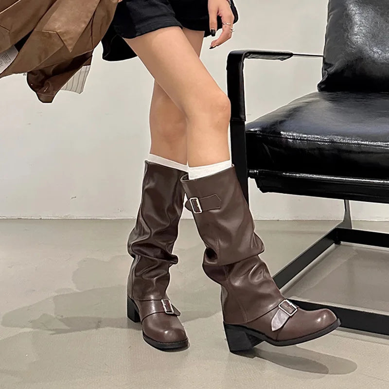 Knee High Platform Chunky Heels