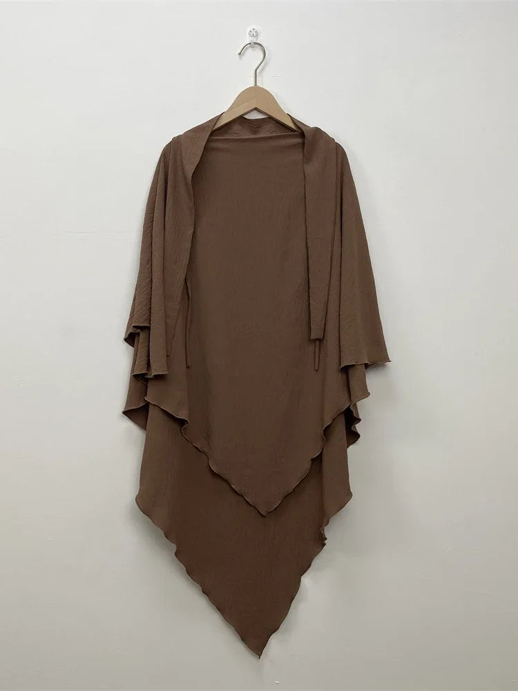 2 Layers Jazz Crepe Long Khimar Women Hijab