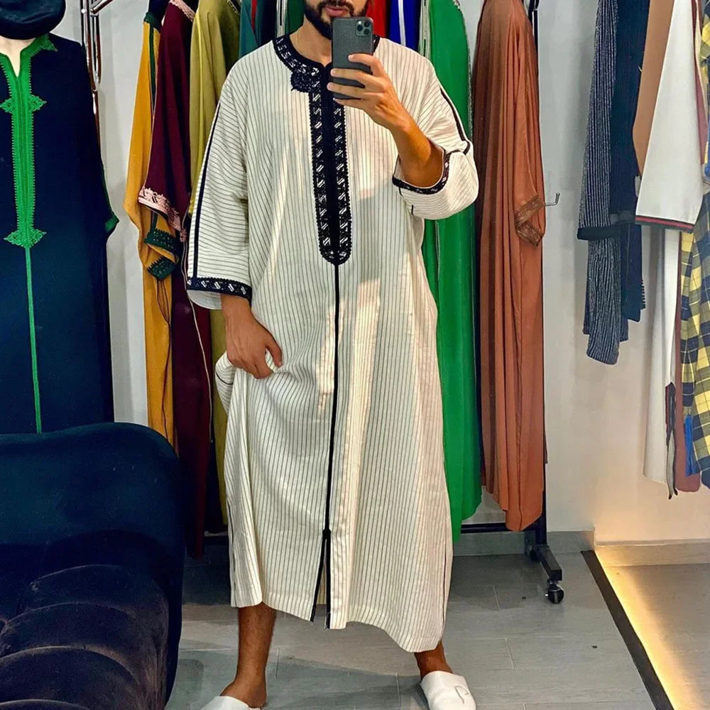 Durable Kaftan Arab Muslim Robe Men Jubba Thobe