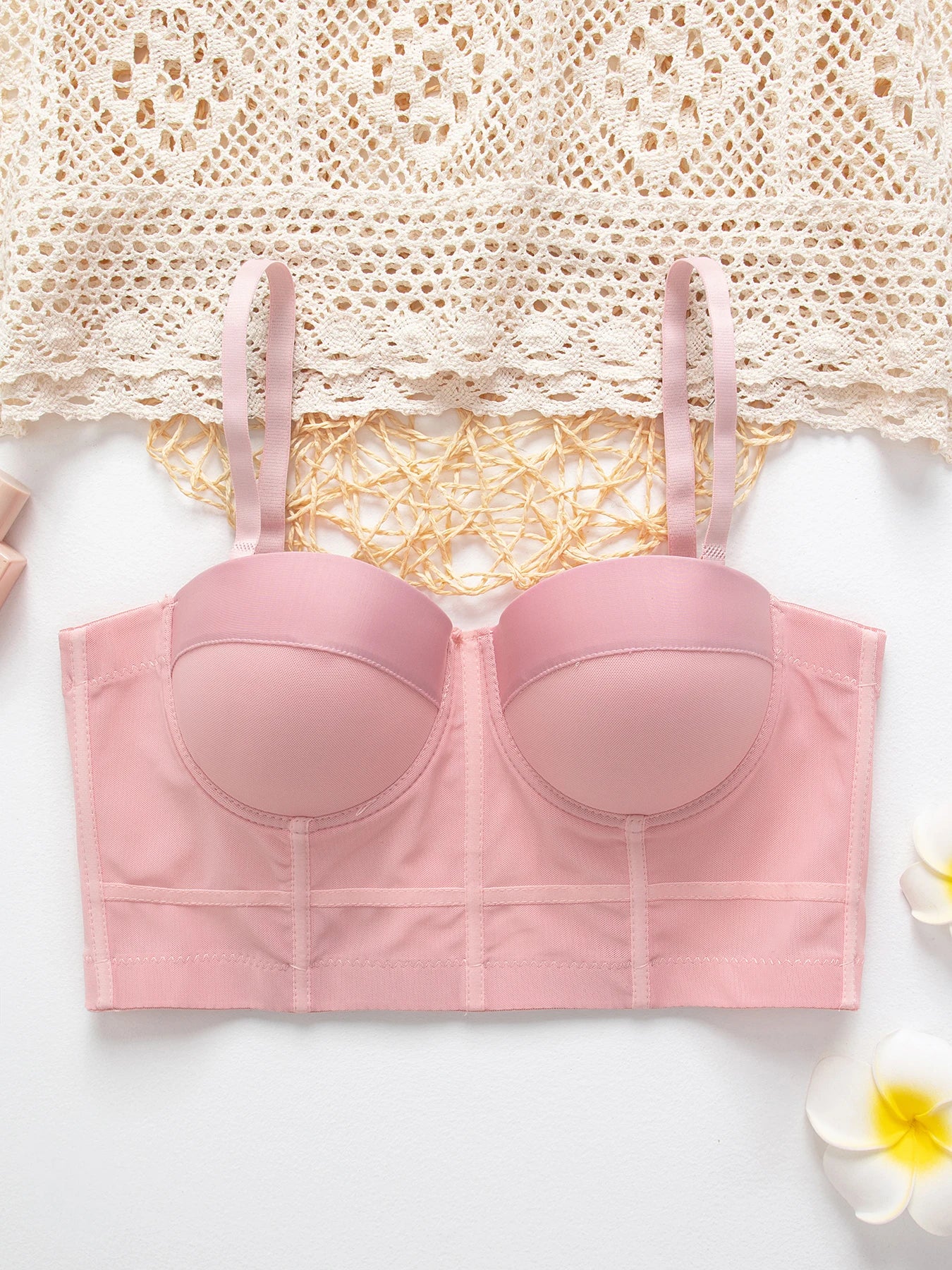 Solid Color Simplicity Elegant New Shoulder Strap Gauze Bra