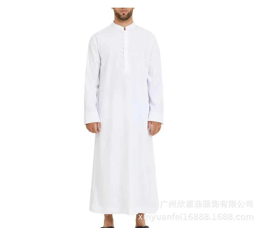 Abaya Dubai Men's Muslim Loose Stand Collar Hui Robe