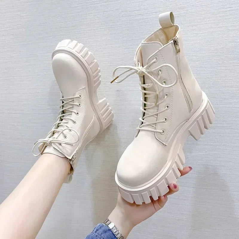 Mid Calf PU Leather Boots