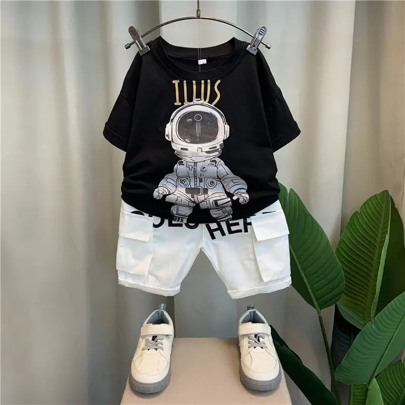 Boys Casual Letter Shorts Two Pieces Set