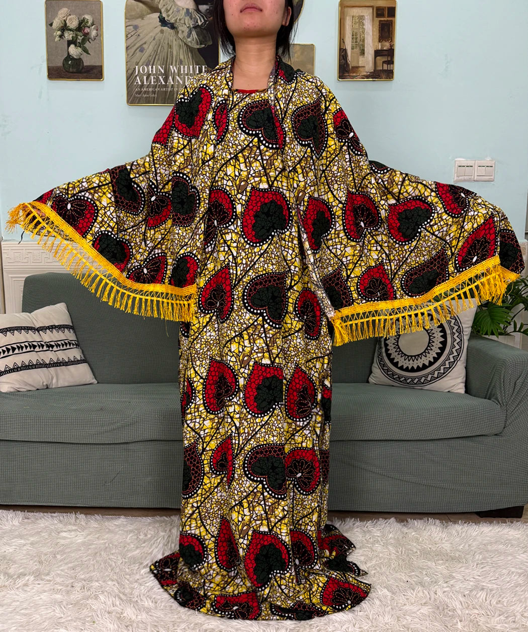 Abayas For Women Printed Cotton Soft Loose Fit Femme Robe