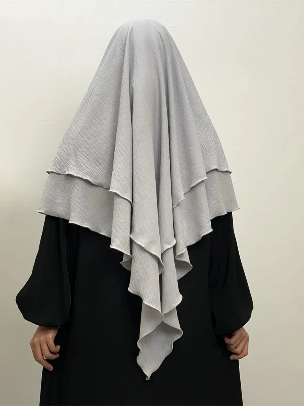 2 Layers Jazz Crepe Long Khimar Women Hijab