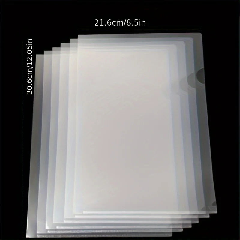 30 Pack PVC L-Shaped A4 Document Folders,