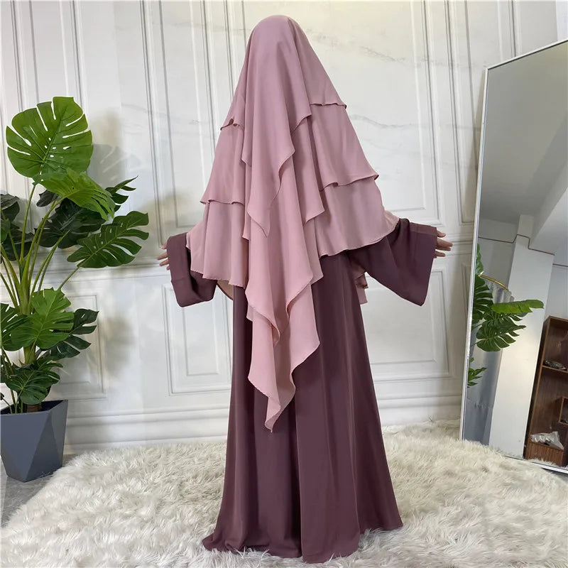 3 Layers Chiffon Hijabs Islamic Clothing Ramadan Eid Headdress