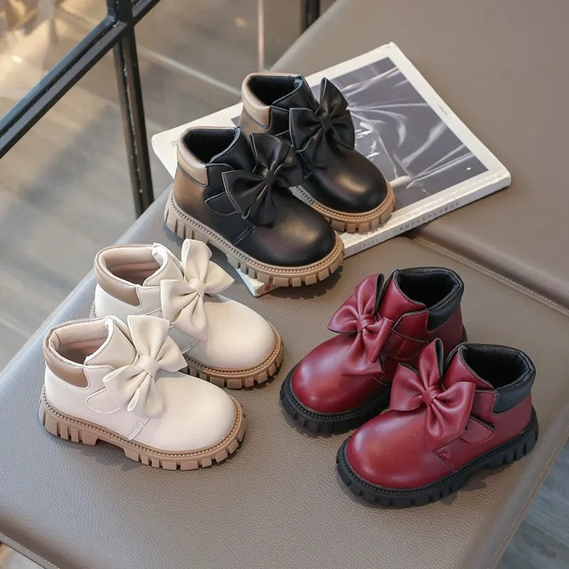 Girls Boots Bow Kids Buckle