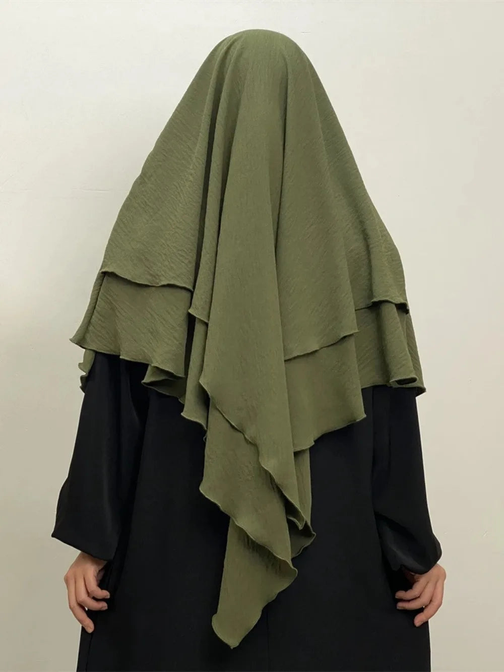 2 Layers Jazz Crepe Long Khimar Women Hijab