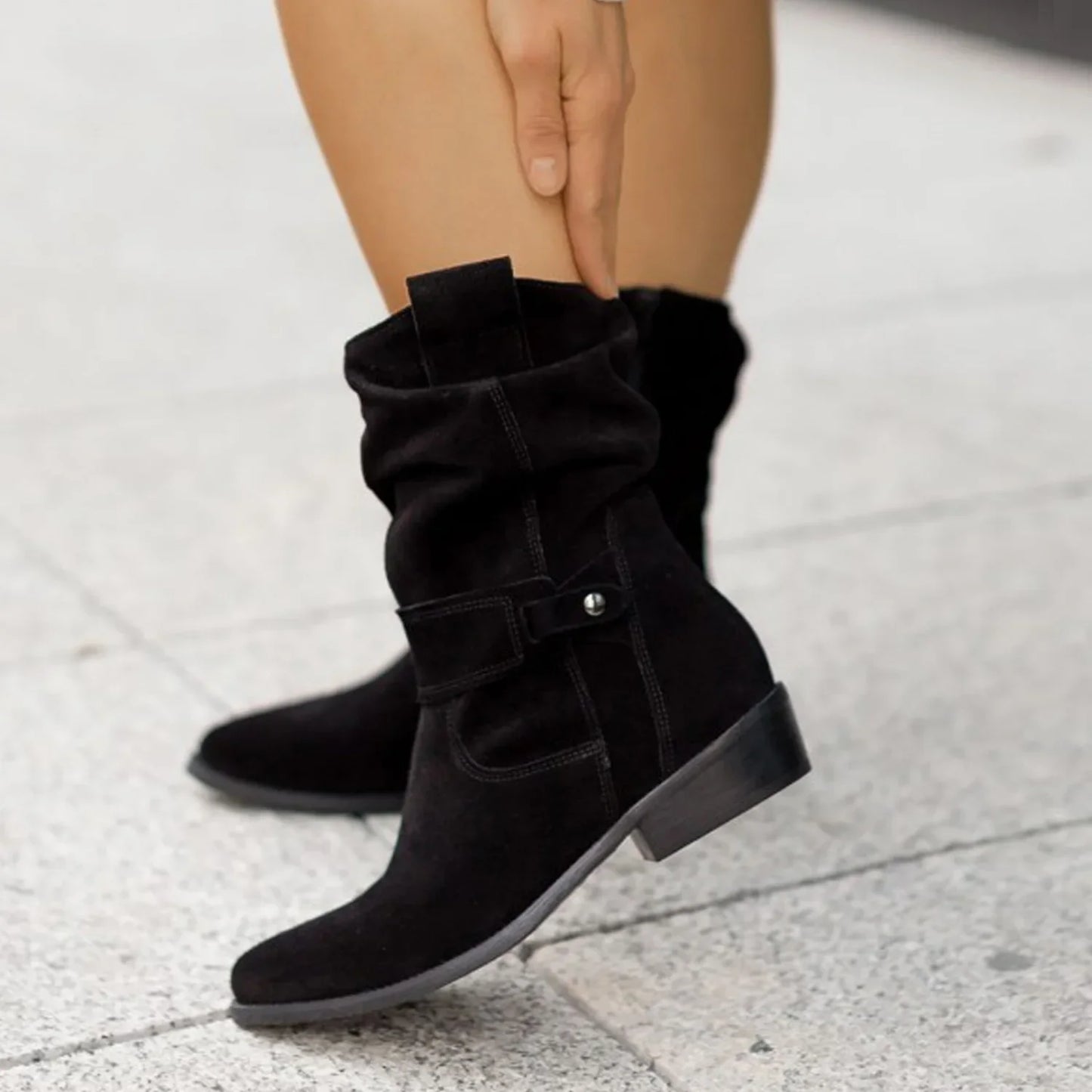 Winter Retro Suede Middle cylinder Ankle Boots