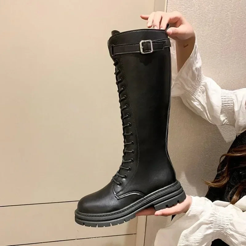 Women Combat Boots High Platform