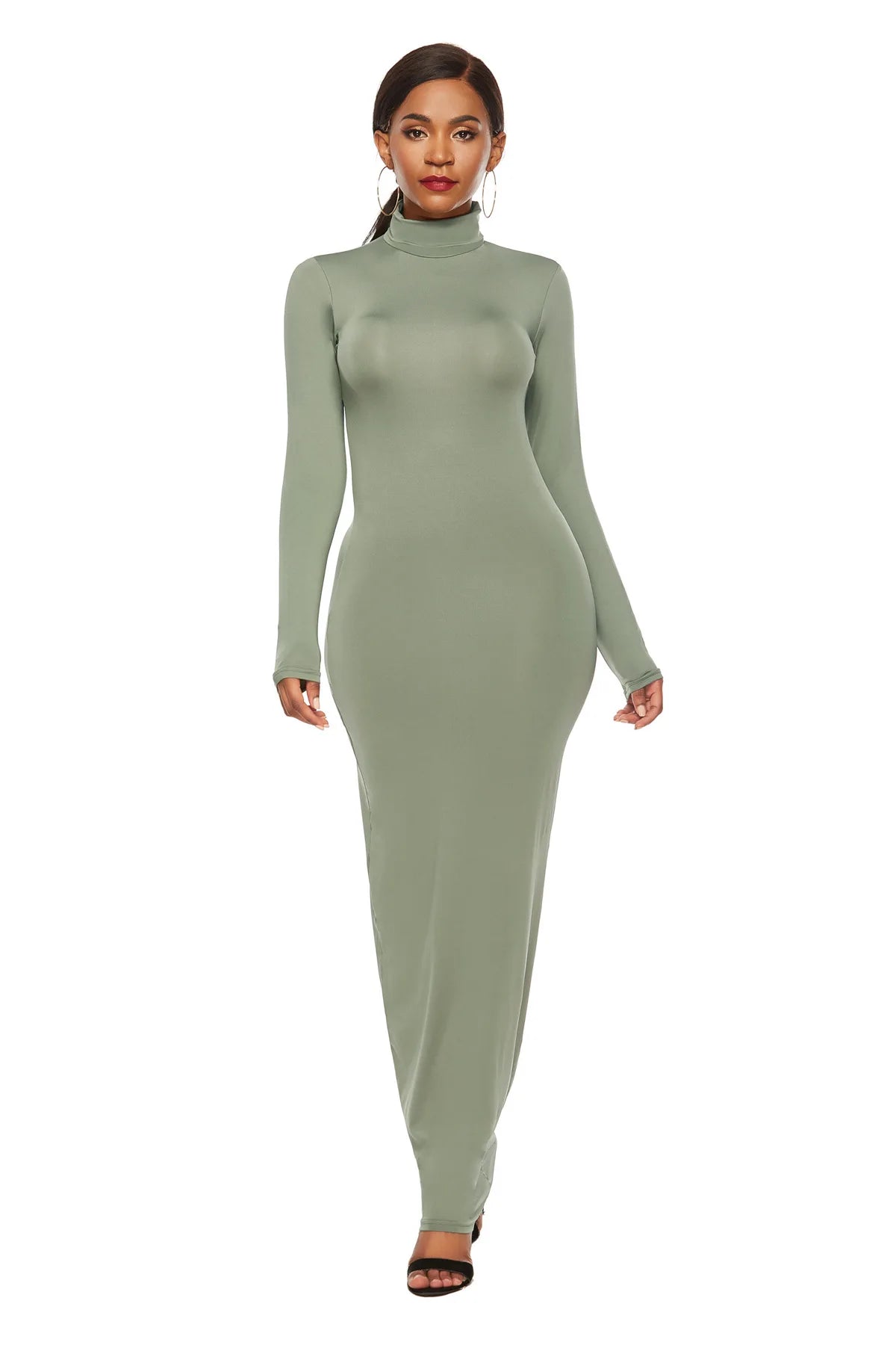 Slim Long High Neck Bodycon Dress