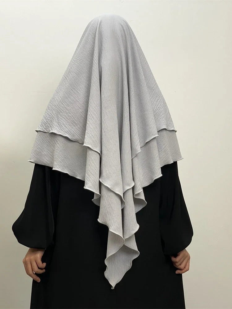2 Layers Jazz Crepe Long Khimar Women Hijab