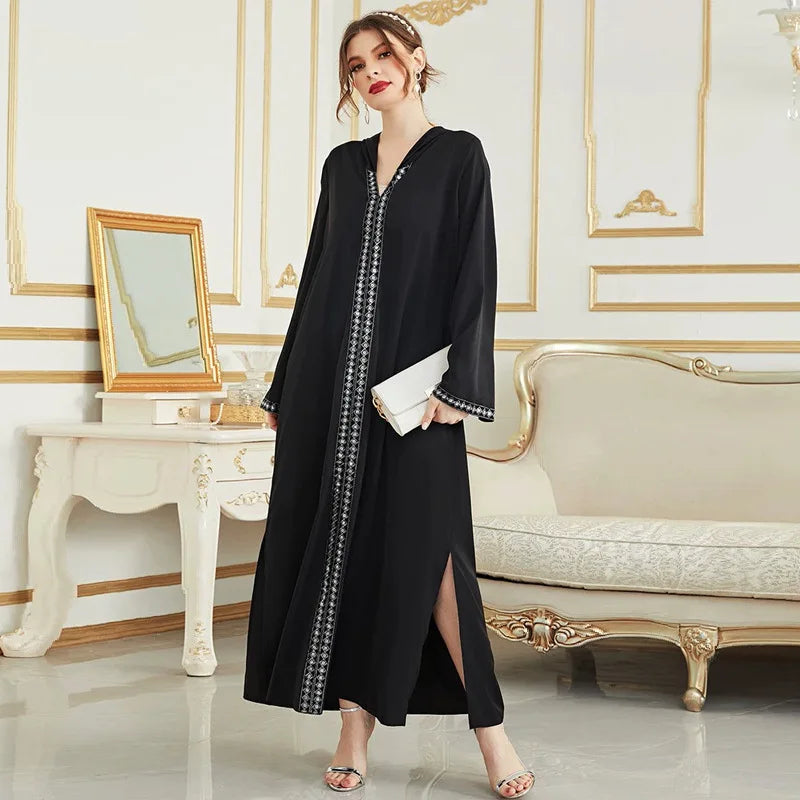 Morocco Kaftan Women Muslim Hooded Maxi Dress