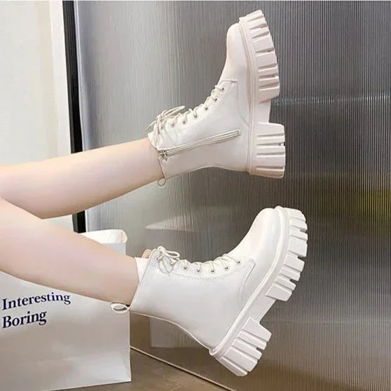 Mid Calf PU Leather Boots