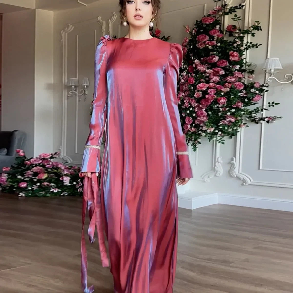 Long elegant Loose Bandage Abaya Robe
