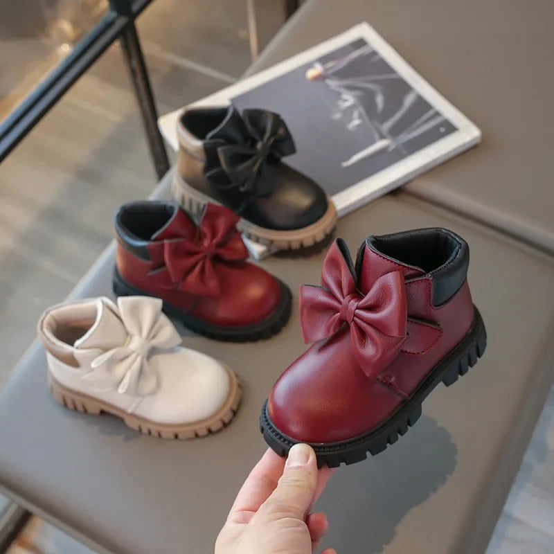 Girls Boots Bow Kids Buckle
