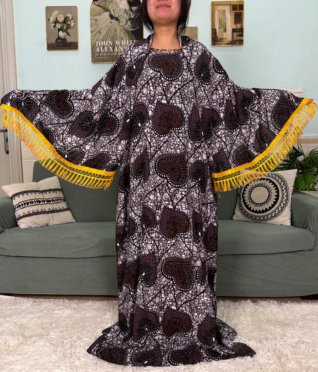 Abayas For Women Printed Cotton Soft Loose Fit Femme Robe