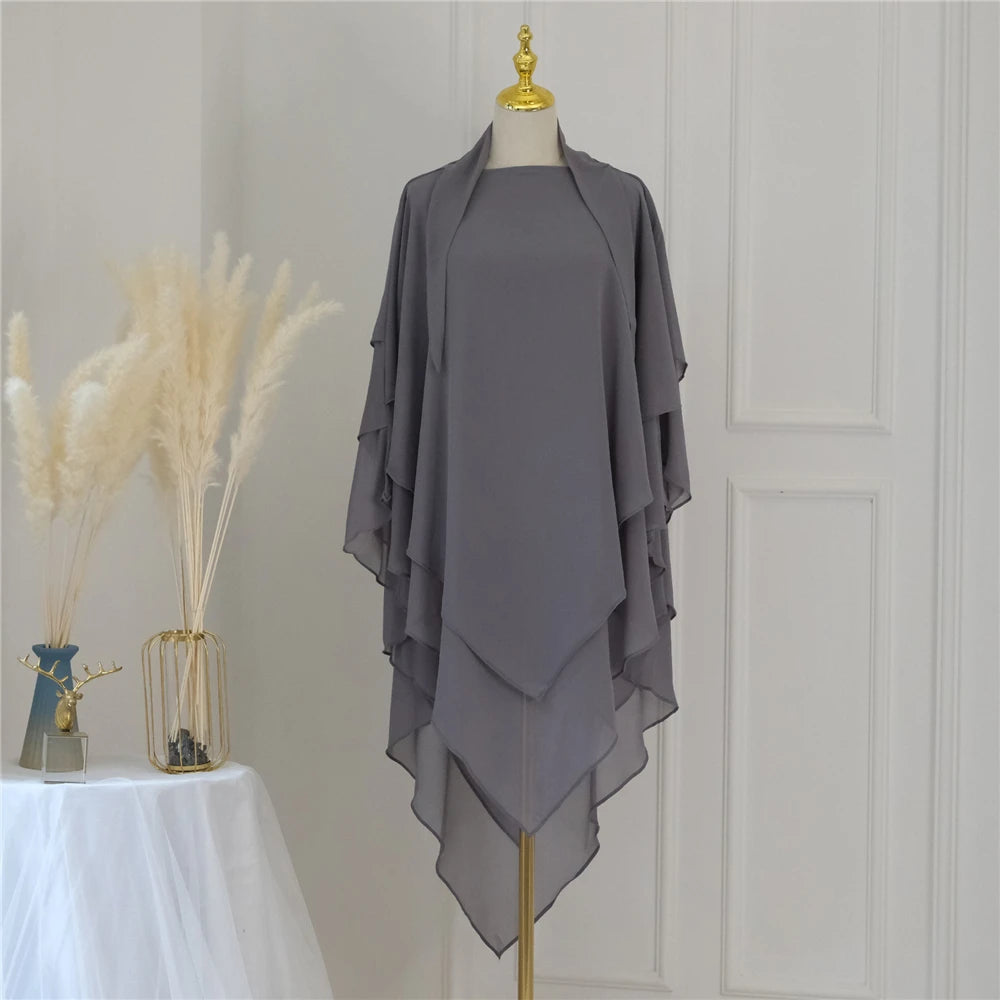 3 Layers Chiffon Hijabs Islamic Clothing Ramadan Eid Headdress