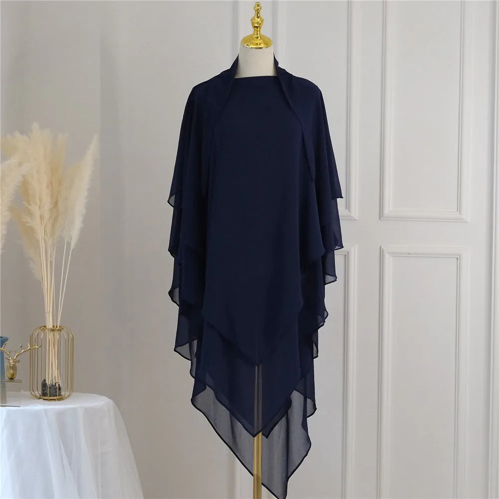 3 Layers Chiffon Hijabs Islamic Clothing Ramadan Eid Headdress