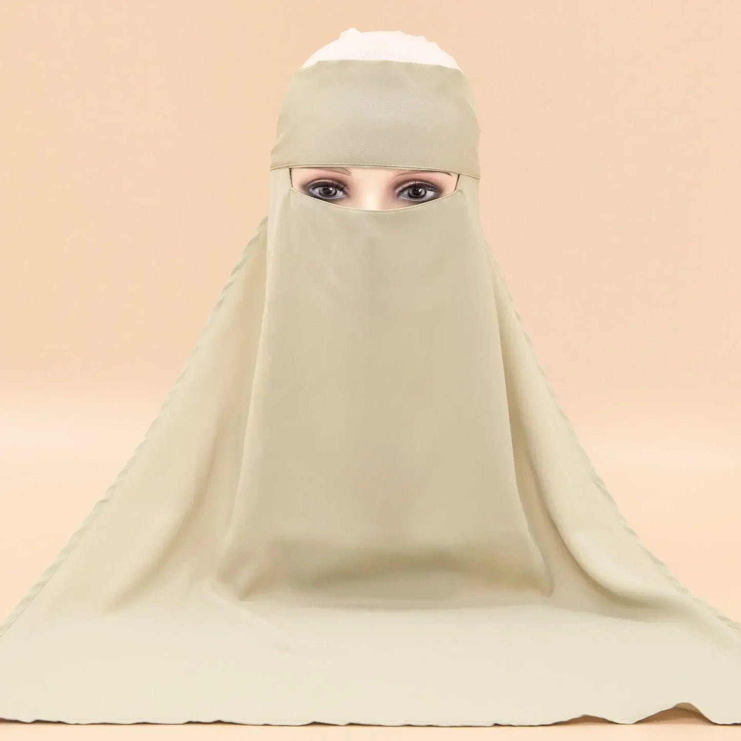 Plain Nida Niqab Tie back Face Cover