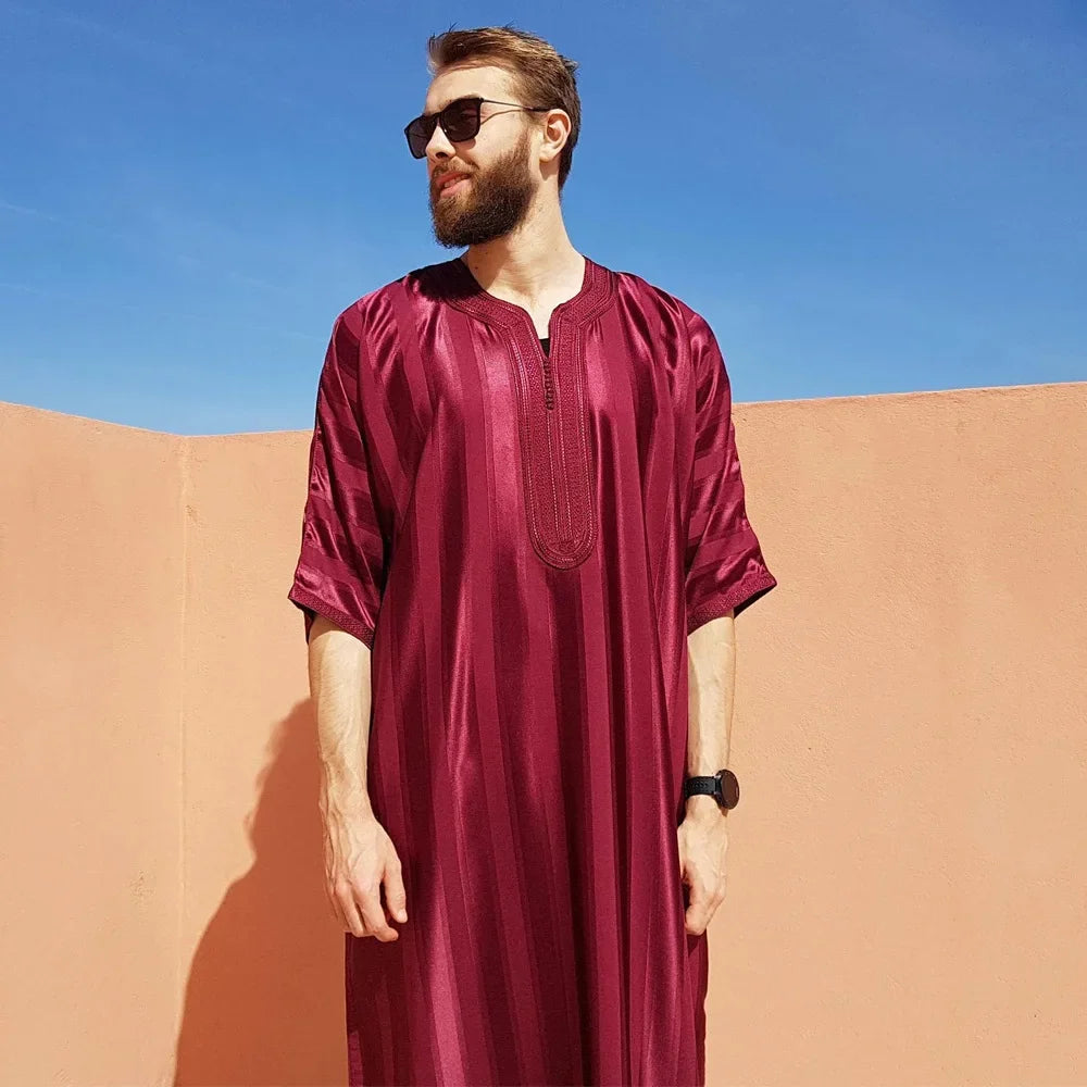 Durable Kaftan Arab Muslim Robe Men Jubba Thobe