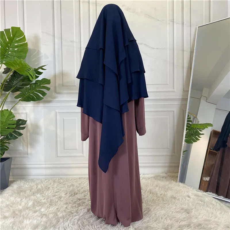 3 Layers Chiffon Hijabs Islamic Clothing Ramadan Eid Headdress