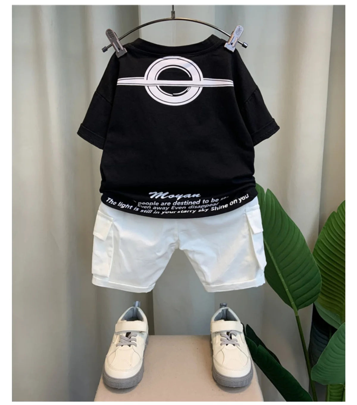 Boys Casual Letter Shorts Two Pieces Set