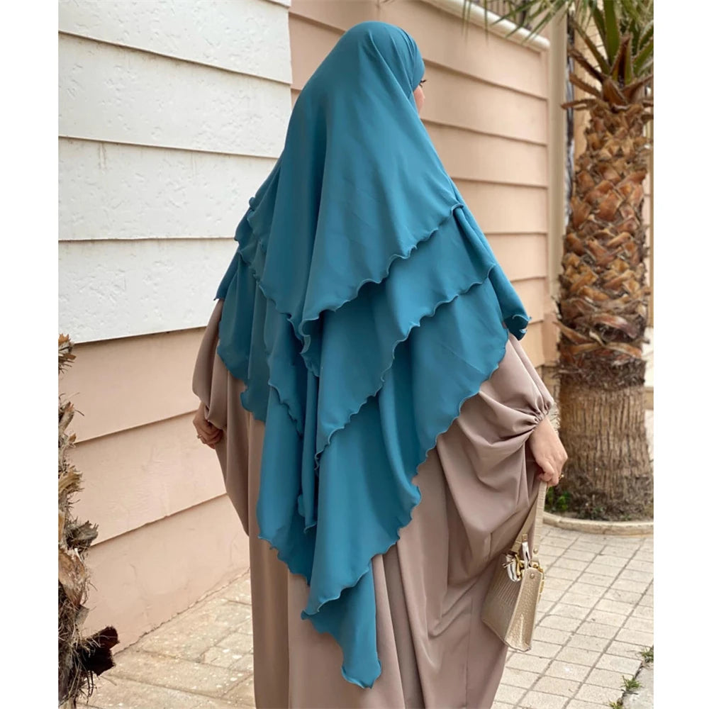 3 Layers Chiffon Hijabs Islamic Clothing Ramadan Eid Headdress