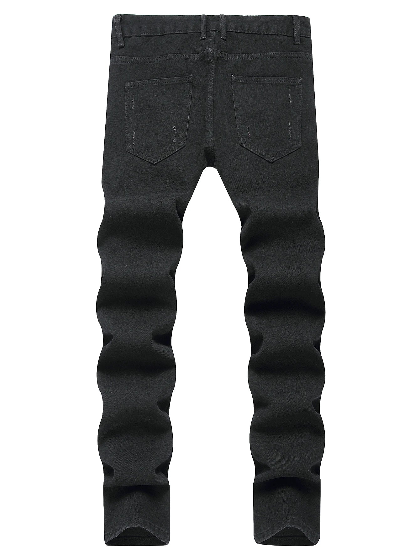ripped straight-cut jeans