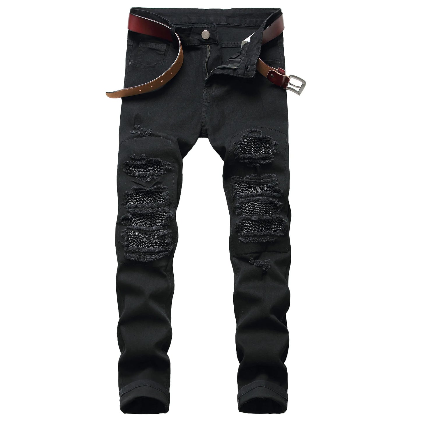 Slim Fit Jeans Holes and Black Peaks